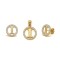 925 Sterling Silver 14k Gold Plated CZ Letter I Pendant Set