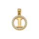 925 Sterling Silver 14k Gold Plated CZ Letter I Pendant Set