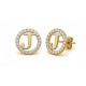925 Sterling Silver 14k Gold Plated CZ Letter J Pendant Set