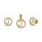 925 Sterling Silver 14k Gold Plated CZ Letter J Pendant Set