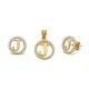 925 Sterling Silver 14k Gold Plated CZ Letter J Pendant Set
