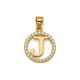 925 Sterling Silver 14k Gold Plated CZ Letter J Pendant Set