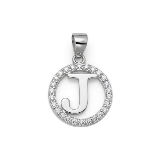925 Sterling Silver CZ Letter J Pendant Set