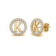 925 Sterling Silver 14k Gold Plated CZ Letter K Pendant Set