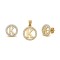 925 Sterling Silver 14k Gold Plated CZ Letter K Pendant Set