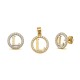 925 Sterling Silver 14k Gold Plated CZ Letter L Pendant Set