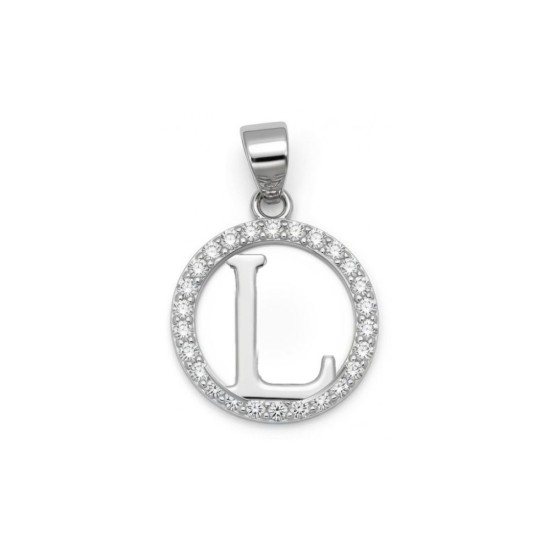 925 Sterling Silver CZ Letter L Pendant Set