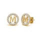 925 Sterling Silver 14k Gold Plated CZ Letter M Pendant Set