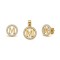 925 Sterling Silver 14k Gold Plated CZ Letter M Pendant Set