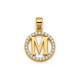 925 Sterling Silver 14k Gold Plated CZ Letter M Pendant Set