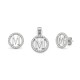 925 Sterling Silver CZ Letter M Pendant Set