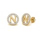 925 Sterling Silver 14k Gold Plated CZ Letter N Pendant Set