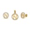 925 Sterling Silver 14k Gold Plated CZ Letter N Pendant Set
