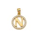 925 Sterling Silver 14k Gold Plated CZ Letter N Pendant Set