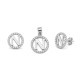 925 Sterling Silver CZ Letter N Pendant Set