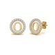 925 Sterling Silver 14k Gold Plated CZ Letter O Pendant Set