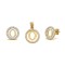 925 Sterling Silver 14k Gold Plated CZ Letter O Pendant Set
