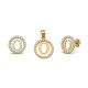 925 Sterling Silver 14k Gold Plated CZ Letter O Pendant Set