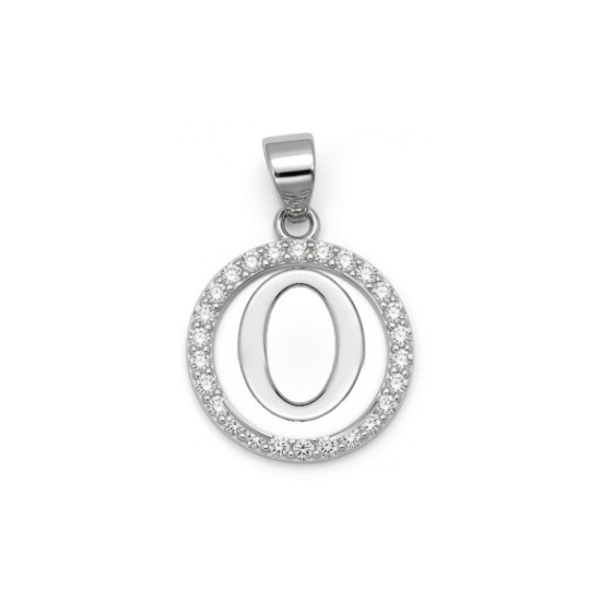 925 Sterling Silver CZ Letter O Pendant Set