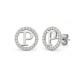 925 Sterling Silver CZ Letter P Pendant Set
