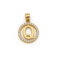 925 Sterling Silver 14k Gold Plated CZ Letter Q Pendant Set