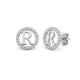 925 Sterling Silver CZ Letter R Pendant Set