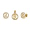 925 Sterling Silver 14k Gold Plated CZ Letter R Pendant Set