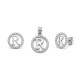 925 Sterling Silver CZ Letter R Pendant Set