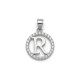 925 Sterling Silver CZ Letter R Pendant Set