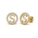 925 Sterling Silver 14k Gold Plated CZ Letter S Pendant Set