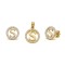 925 Sterling Silver 14k Gold Plated CZ Letter S Pendant Set