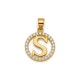 925 Sterling Silver 14k Gold Plated CZ Letter S Pendant Set