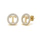 925 Sterling Silver 14k Gold Plated CZ Letter T Pendant Set