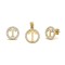925 Sterling Silver 14k Gold Plated CZ Letter T Pendant Set