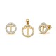 925 Sterling Silver 14k Gold Plated CZ Letter T Pendant Set