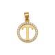 925 Sterling Silver 14k Gold Plated CZ Letter T Pendant Set
