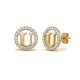 925 Sterling Silver 14k Gold Plated CZ Letter U Pendant Set