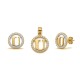 925 Sterling Silver 14k Gold Plated CZ Letter U Pendant Set