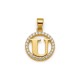 925 Sterling Silver 14k Gold Plated CZ Letter U Pendant Set
