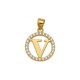 925 Sterling Silver 14k Gold Plated CZ Letter V Pendant Set
