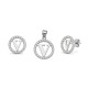 925 Sterling Silver CZ Letter V Pendant Set