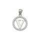 925 Sterling Silver CZ Letter V Pendant Set