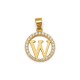 925 Sterling Silver 14k Gold Plated CZ Letter W Pendant Set