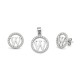 925 Sterling Silver CZ Letter W Pendant Set
