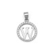 925 Sterling Silver CZ Letter W Pendant Set