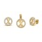 925 Sterling Silver 14k Gold Plated CZ Letter X Pendant Set