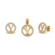 925 Sterling Silver 14k Gold Plated CZ Letter Y Pendant Set