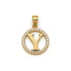 925 Sterling Silver 14k Gold Plated CZ Letter Y Pendant Set