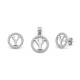 925 Sterling Silver CZ Letter Y Pendant Set