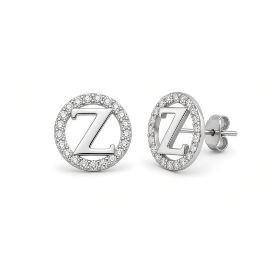 925 Sterling Silver CZ Letter Z Pendant Set